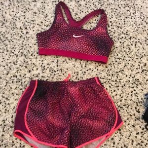 Nike sports bra and athletic shorts set